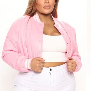 Fashion Nova Pink Quilted Bomber Jacket
